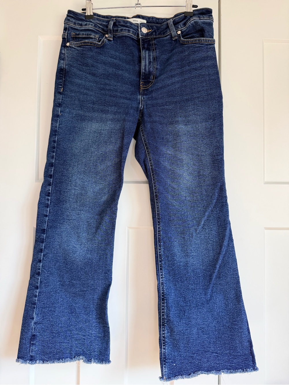 Mango Sienna Dark Blue High-Rise cropped Flared Jeans - size 10
